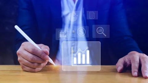 Big data analytics and business intelligence BI concept with chart and grap.. Stock Photos