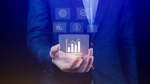 Big data analytics and business intelligence BI concept with chart and grap.. Stock Photos