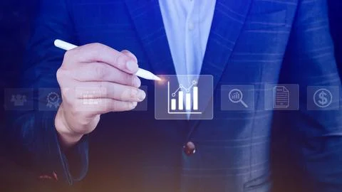 Big data analytics and business intelligence BI concept with chart and grap.. Stock Photos
