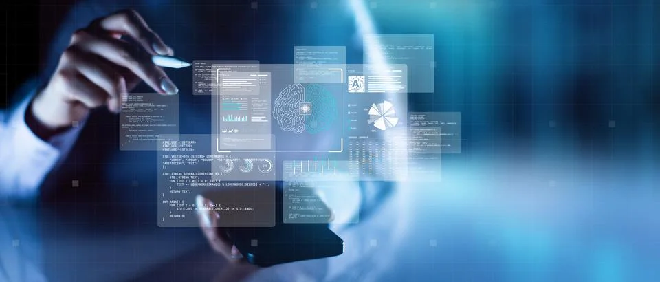 Big Data Analytics and Business Intelligence Dashboard Interface in Digital E Stock Photos