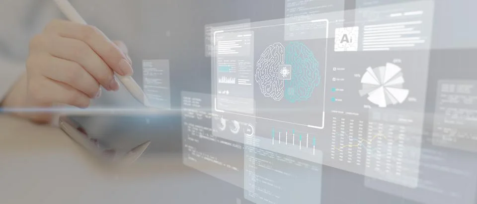 Big Data Analytics and Business Intelligence Dashboard Interface in Digital E Foto stock