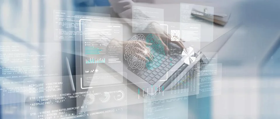 Big Data Analytics and Business Intelligence Dashboard Interface in Digital E Stock Photos