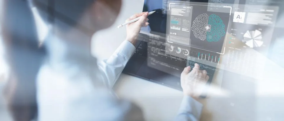Big Data Analytics and Business Intelligence Dashboard Interface in Digital E Stock Photos