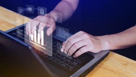 Big data analytics and business intelligence BI concept with chart and grap.. Stock Photos