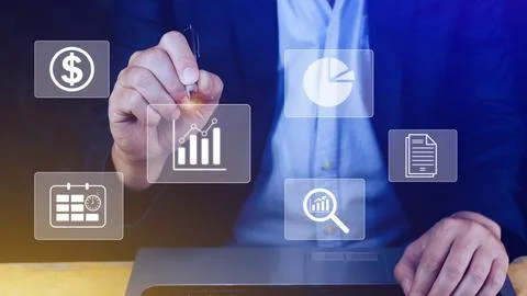 Big data analytics and business intelligence BI concept with chart and grap.. Stock Photos