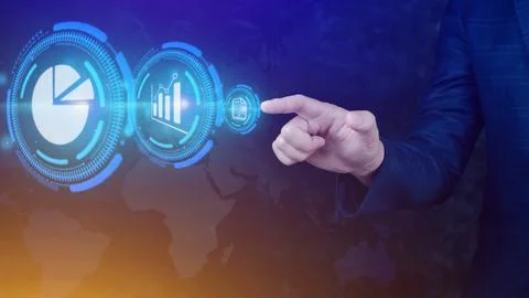 Big data analytics and business intelligence BI concept with chart and grap.. Stock Photos