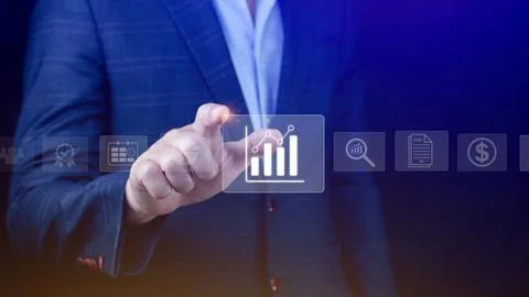 Big data analytics and business intelligence BI concept with chart and grap.. Stock Photos