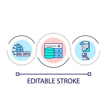 Big data analytics and storage loop concept icon Stock Illustration