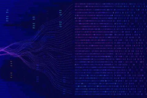 Big data analytics background with digital binary code, information matrix .. Illustrazione stock