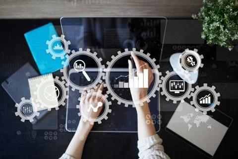 Big data analytics. BI business intelligence concept with chart and graph icons Stock Photos