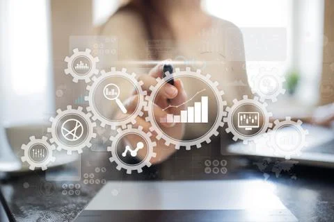 Big data analytics. BI business intelligence concept with chart and graph icons Stock Photos