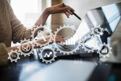 Big data analytics. BI business intelligence concept with chart and graph icons Stock Photos