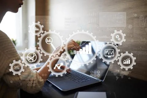 Big data analytics. BI business intelligence concept with chart and graph icons Stock Photos