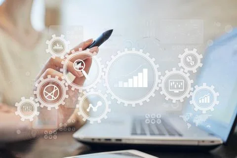 Big data analytics. BI business intelligence concept with chart and graph icons Stock Photos