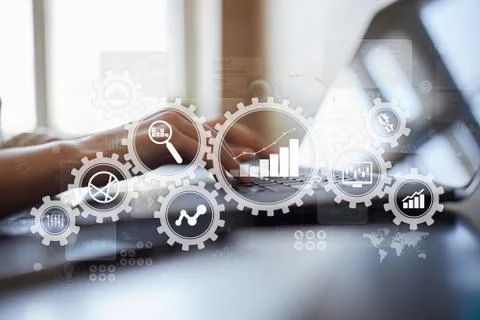 Big data analytics. BI business intelligence concept with chart and graph icons Stock Photos