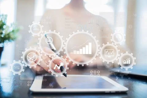 Big data analytics. BI business intelligence concept with chart and graph icons Stock Photos