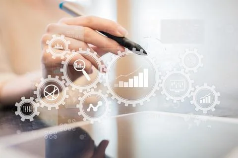 Big data analytics. BI business intelligence concept with chart and graph icons Stock Photos