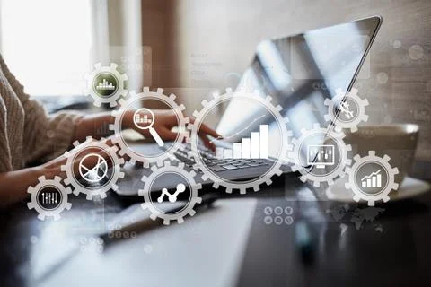 Big data analytics. BI business intelligence concept with chart and graph icons Stock Photos