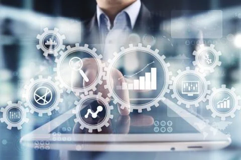 Big data analytics. BI business intelligence concept with chart and graph icons Stock Photos