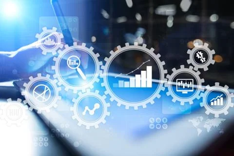 Big data analytics. BI business intelligence concept with chart and graph icons Stock-Fotos