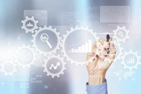 Big data analytics. BI business intelligence concept with chart and graph icons Stock Photos