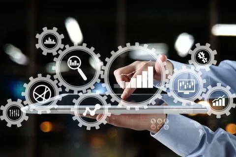 Big data analytics. BI business intelligence concept with chart and graph icons Stock Photos