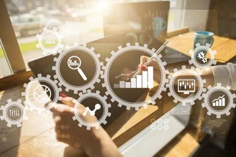 Big data analytics. BI business intelligence concept with chart and graph icons Stock Photos