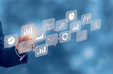 Big data analytics BI intelligence business concept with chart and graph icon Stock Photos