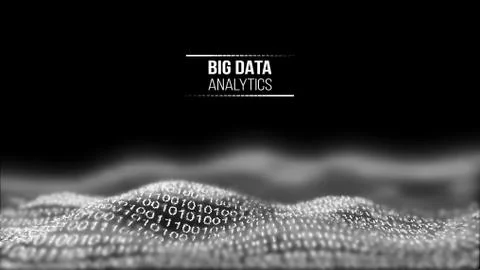 Big Data Analytics black technology background. Coding and programming. Internet Illustrazione stock