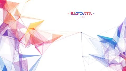 Big Data Analytics Blockchain technology background. Colorful triangle particles Stock Illustration