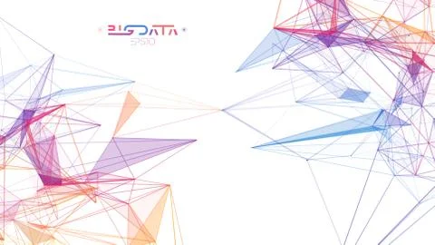 Big Data Analytics Blockchain technology background. Colorful triangle particles Stock Illustration