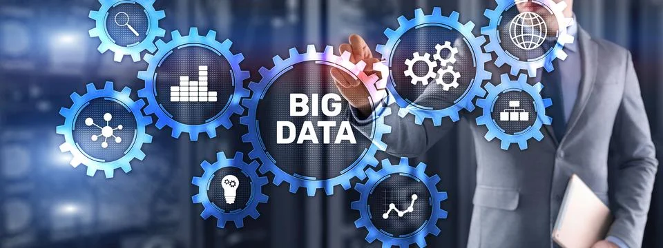 Big data analytics business technology concept. Mixed media Stockfoto's