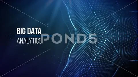 Big data analytics concept with blue wireframe patterns 库存插图