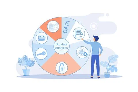 Big data analytics flat vector illustration イラスト素材