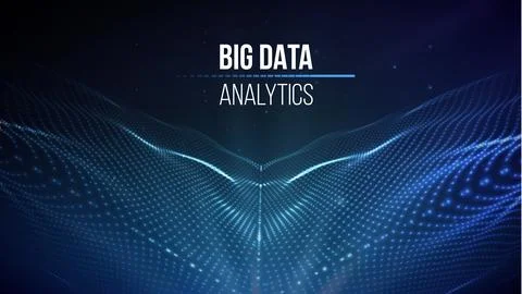 Big data analytics with glowing blue wireframes Иллюстрация