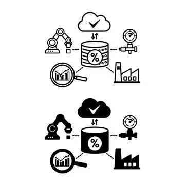 Big Data Analytics Icons. Line and Glyph Vector Illustrations. Industrial S.. Stock Illustration