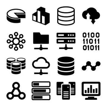Big Data Analytics  Icons Set on White Background. Vector Stock Illustration