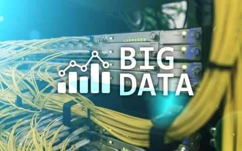 Big data analytics, internet and modern technology concept on server room bac Stock Photos