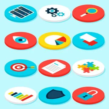 Big Data Analytics Isometric Icons Stock Illustration