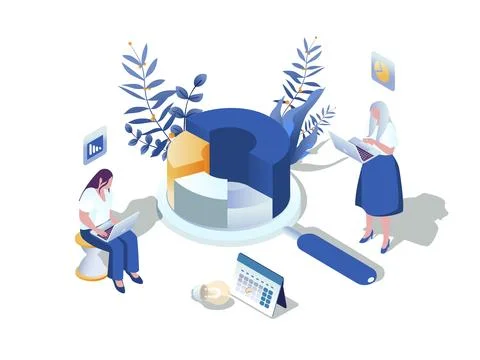 Big Data Analytics Isometric Illustration Stock Illustration