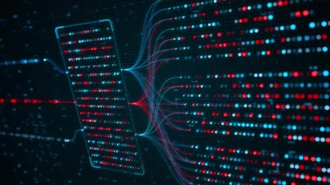 Big Data Analytics Neural Network Data Flow Visualization, AI Machine Learning Stock Footage 324617220