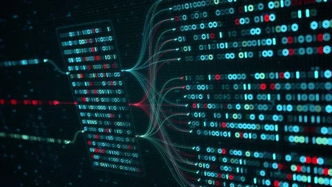 Big Data Analytics, Neural Network Data Flow Visualization, AI Machine Learning Stock Footage 324854548