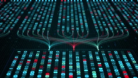 Big Data Analytics, Neural Network Data Flow Visualization, AI Machine Learning Stock Footage 324854556