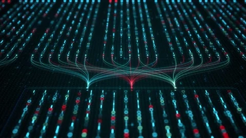 Big Data Analytics, Neural Network Data Flow Visualization, AI Machine Learning Stock Footage 331192225