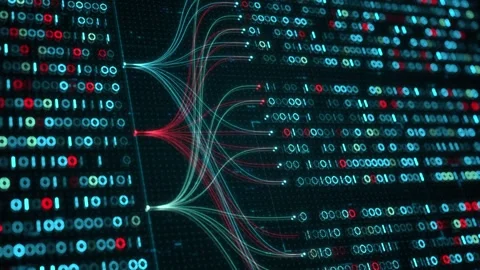 Big Data Analytics, Neural Network Data Flow Visualization, AI Machine Learning Stock Footage 331192292