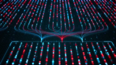 Big Data Analytics Neural Network Data Flow Visualization, AI Machine Learning Stock Footage 333700193
