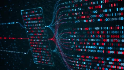 Big Data Analytics, Neural Network Data Flow Visualization, AI Machine Learning Stock Footage 333700491