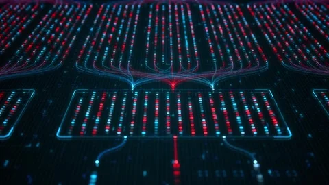 Big Data Analytics Neural Network Data Flow Visualization, AI Machine Learning Stock Footage 337118120