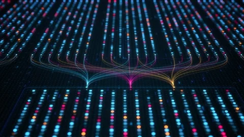 Big Data Analytics Neural Network Data Flow Visualization, AI Machine Learning Stock Footage 337118126