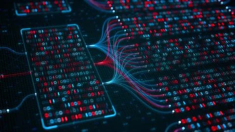 Big Data Analytics, Neural Network Data Flow Visualization, AI Machine Lear.. Illustration